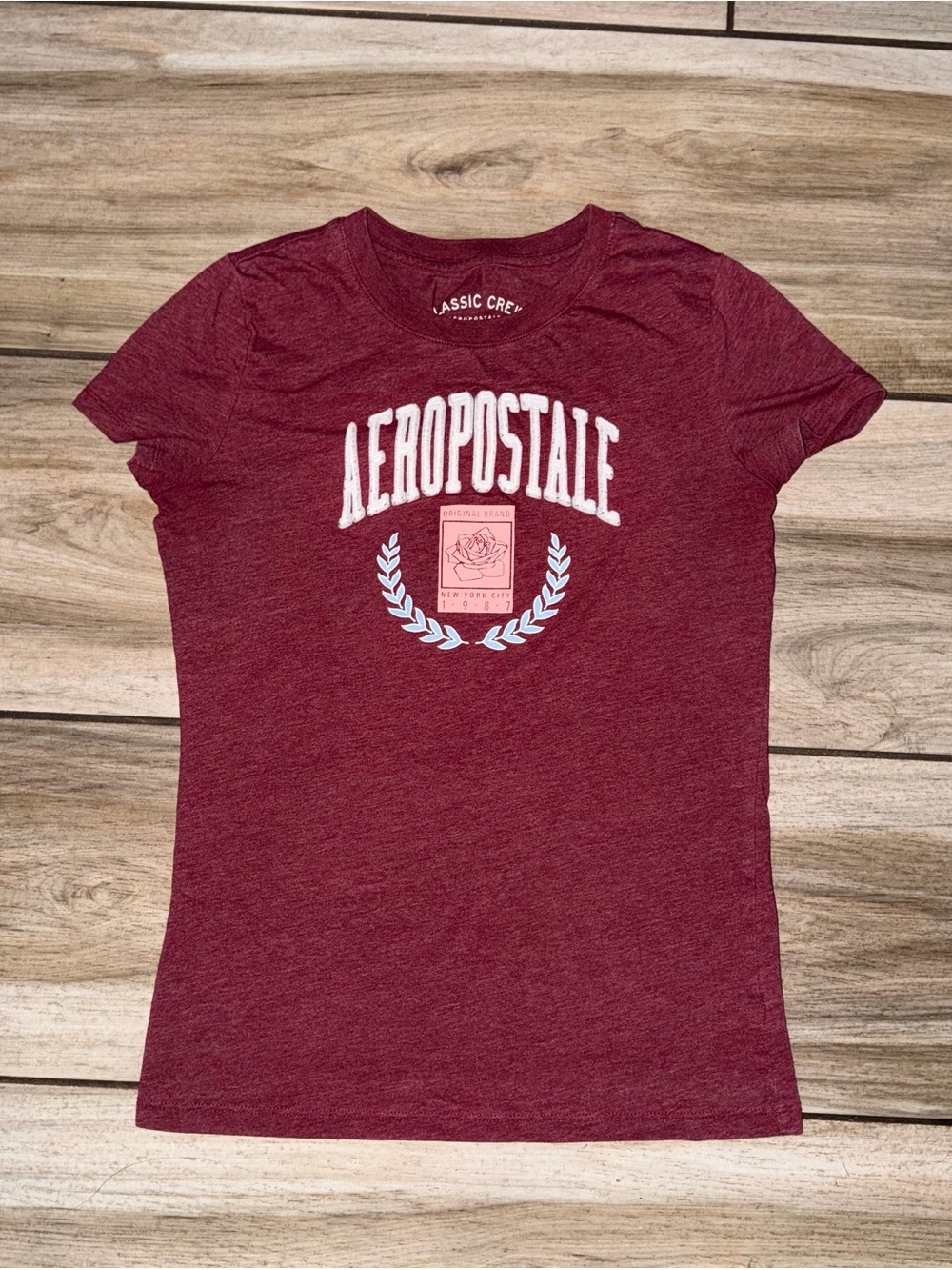 Aeropostale Women's Maroon Crew Graphic Tee